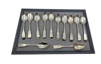 Lot 454 - A SET OF TWELVE GEORGE III IRISH SILVER DESERT...