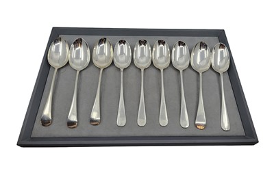 Lot 457 - A MATCHED SET OF NINE ENGLISH SILVER TABLE...