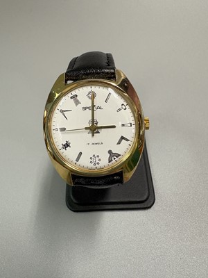 Lot 340 - A GENT'S VINTAGE SPEZAL MASONIC WRISTWATCH,...