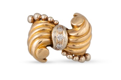 Lot 145 - A VINTAGE DIAMOND RING, in the form of a bow,...