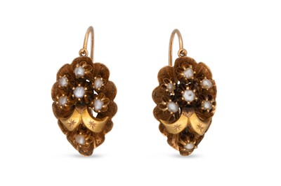 Lot 243 - A PAIR OF VINTAGE PEARL SET EARRINGS, in the...