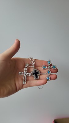 Lot 48 - THREE CUBIC ZIRCONIA, SAPPHIRE AND TURQUOISE...