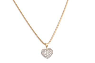 Lot 307 - A STONE SET PENDANT, heart shaped, pavé set in...