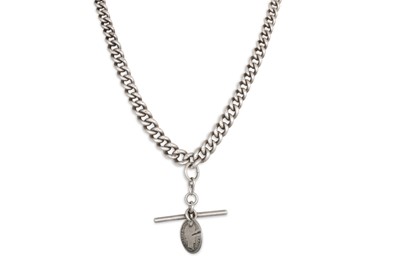 Lot 93 - AN ANTIQUE SILVER ALBERT NECKLACE, suspending...