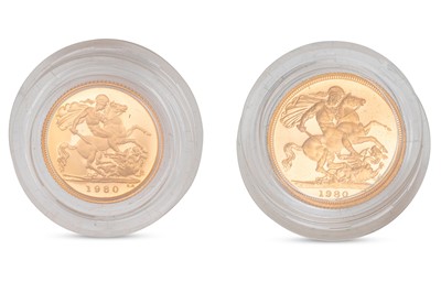 Lot 447 - TWO 1980 GOLD PROOF FULL AND HALF ENGLISH GOLD...