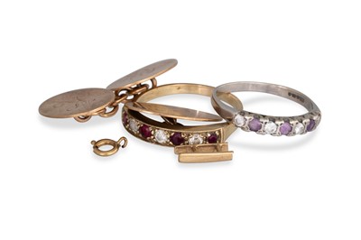 Lot 43 - TWO 9CT GOLD RINGS, plus other assorted gold...