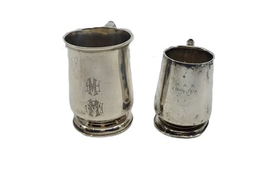 Lot 437 - TWO SILVER HALLMARKED CHRISTENING MUGS,...