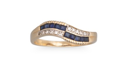 Lot 178 - A DIAMOND AND SAPPHIRE RING, mounted in 14ct...