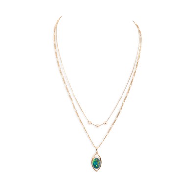 Lot 225 - TWO 9CT GOLD CHAINS, one suspending a faux...