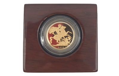 Lot 410 - A 2015 GOLD PROOF FULL SOVEREIGN ENGLISH COIN,...