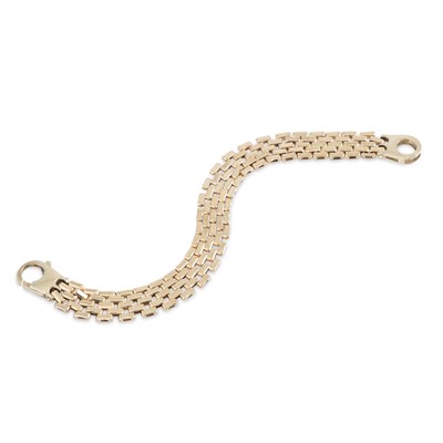 Lot 230 - A MODERN 9CT GOLD MESH LINK BRACELET, 17.7 g.