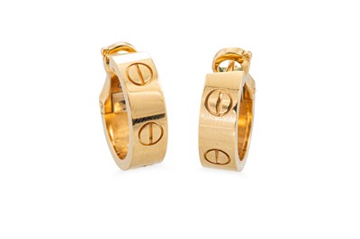 Lot 189 - A PAIR OF CARTIER 'LOVE' HOOP EARRINGS, in...