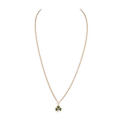 Lot 260 - A 9CT GOLD CHAIN, suspending a 9ct gold...