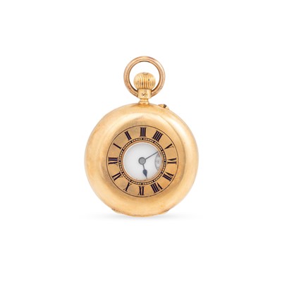 Lot 271 - AN ANTIQUE 18CT GOLD HALF HUNTER LADY'S FOB...