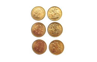 Lot 371 - SIX QEEEN ELIZABETH II FULL GOLD SOVEREIGNS,...