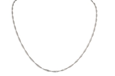 Lot 165 - AN 18CT WHITE GOLD NECK CHAIN, 15.5” long, 2.4 g.