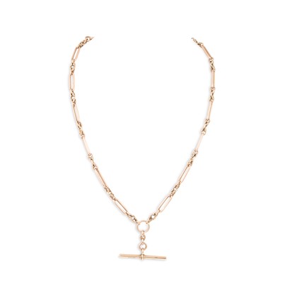 Lot 187 - A 9CT YELLOW GOLD TROMBONE LINK NECKLACE, with...