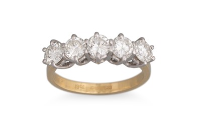 Lot 202 - A DIAMOND FIVE STONE RING, mounted in 18ct...
