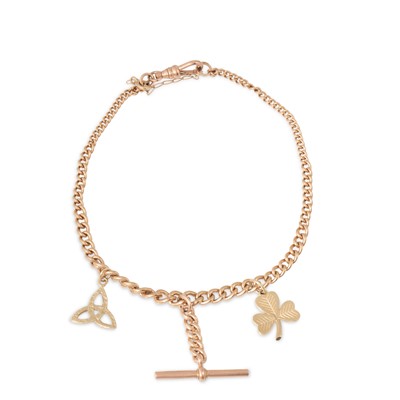 Lot 116 - A 9CT YELLOW GOLD GRADUATED WATCH CHAIN, with...