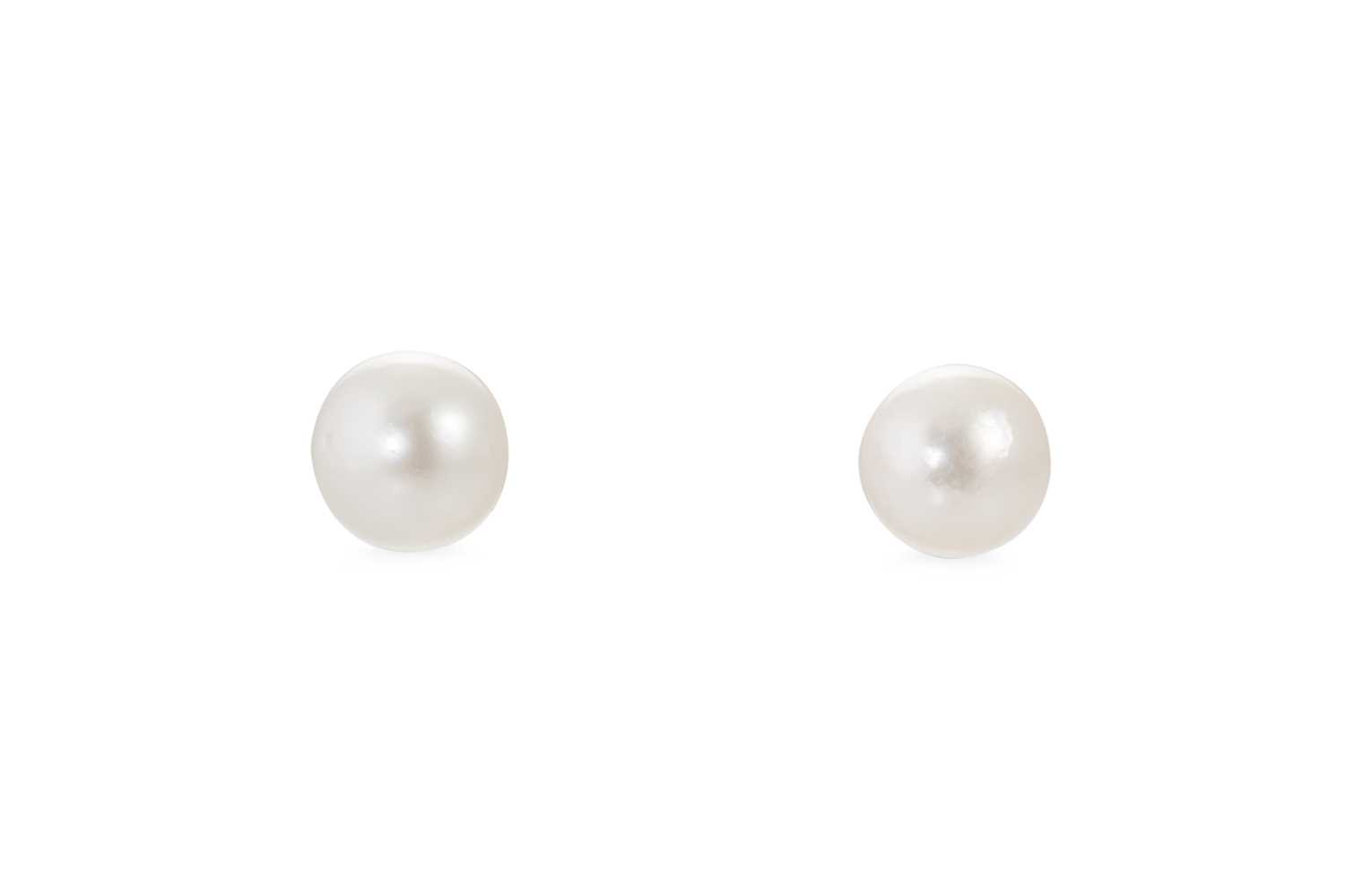 Lot 60 - A PAIR OF CULTURED PEARL EARRINGS, mounted in...