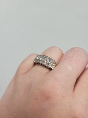 Lot 88 - A DIAMOND PLAQUE RING, mounted in 14ct yellow...
