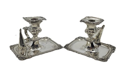 Lot 411 - A PAIR OF VICTORIAN SHEFFIELD PLATED CANDLE...