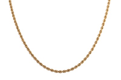 Lot 138 - A 9CT GOLD ROPE LINK NECK CHAIN, 10 g.