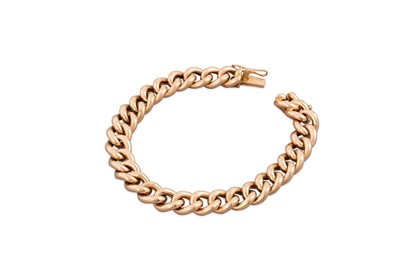 Lot 10 - AN ANTIQUE GOLD CURB LINK BRACELET, 20.4 g.