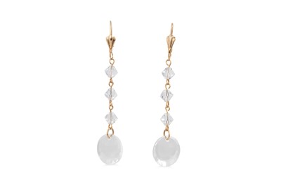 Lot 30 - A PAIR OF STONE SET DROP EARRINGS, mounted in...