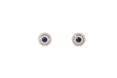 Lot 67 - A PAIR OF DIAMOND AND SAPPHIRE TARGET STYLE...