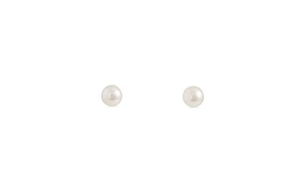 Lot 98 - A PAIR OF CULTURED PEARL EARRINGS, mounted in...