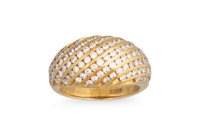 Lot 265 - A DIAMOND SET BOMBÉ RING, channel set with...