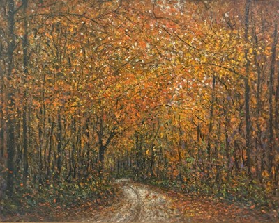 Lot 492 - JAMES SCOPPETTONE, (USA 1937), 'Autumn', oil...