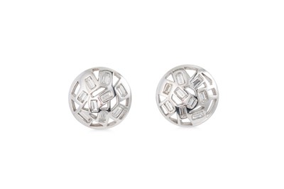 Lot 303 - A PAIR OF DIAMOND CLUSTER EARRINGS, the...