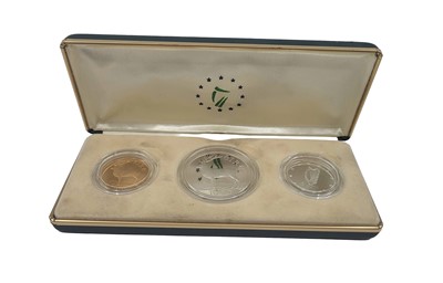 Lot 378 - A 1990 GOLD AND SILVER IRISH ECU PROOF COIN...