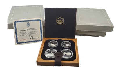 Lot 387 - SEVEN CASED SETS OF FOUR SILVER MONTREAL...