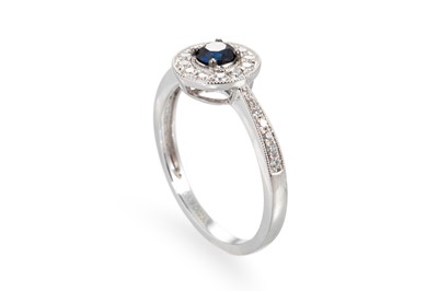 Lot 185 - A SAPPHIRE AND DIAMOND CLUSTER RING, of...