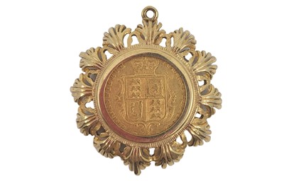 Lot 391 - AN 1876 GOLD HALF SOVEREIGN ENGLISH SHEILD...