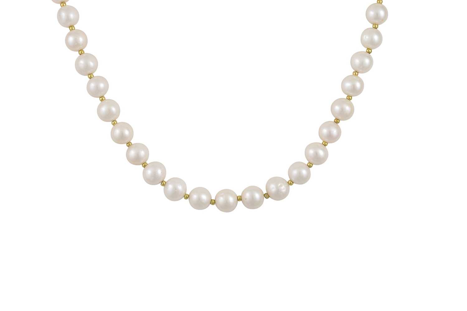 Lot 52 - A CULTURED PEARL NECKLACE, with 18ct gold...