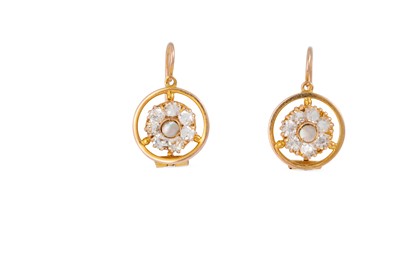 Lot 191 - A PAIR OF DROP EARRINGS, the stones mounted in...
