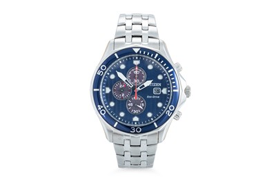 Lot 328 - A GENT'S ECO-DRIVE STAINLESS STEEL WRISTWATCH,...