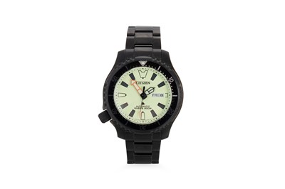 Lot 331 - A GENT'S CITIZEN BLACK DIVERS WRISTWATCH,...