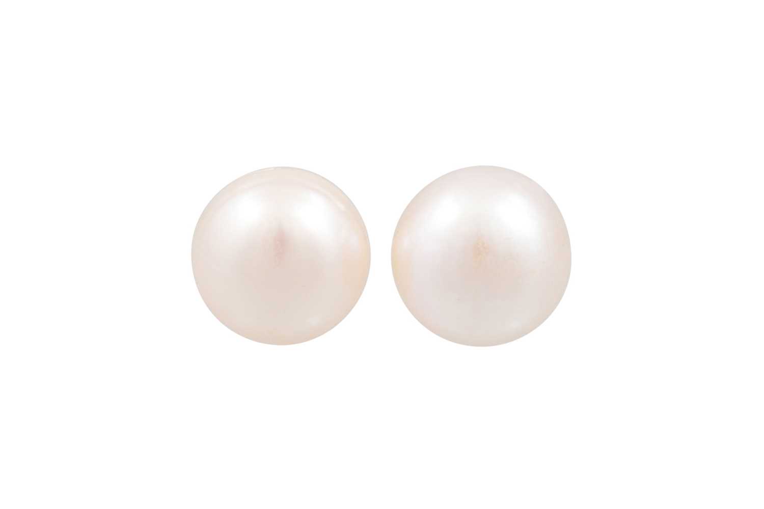Lot 125 - A PAIR OF CULTURED PEARL BUTTON EARRINGS,...