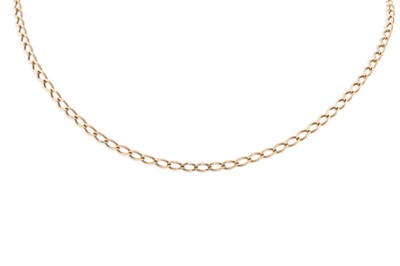Lot 4 - A 9CT YELLOW GOLD CURB LINK NECK CHAIN, ca 24"...