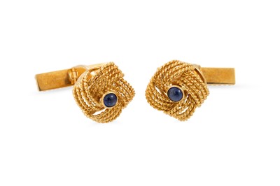 Lot 275 - A PAIR OF GOLD VINTAGE CUFF LINKS, set with...