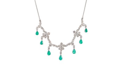 Lot 277 - A DIAMOND AND EMERALD CHANDELIER STYLE...