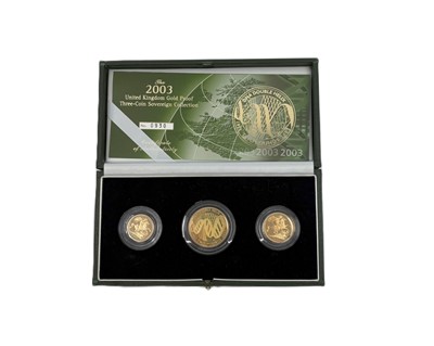 Lot 387 - A 2003 DNA GOLD PROOF SOVEREIGN THREE COIN SET,...