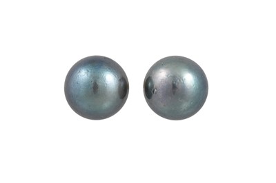 Lot 134 - A PAIR OF PEARL STUD EARRINGS, mounted in gold,...
