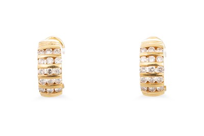 Lot 284 - A PAIR OF DIAMOND SET EARRINGS, mounted in...