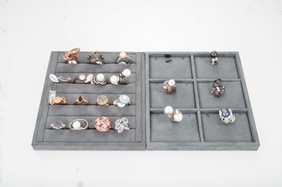 Lot 167 - TWENTY SILVER STONE SET DRESS RINGS, to...